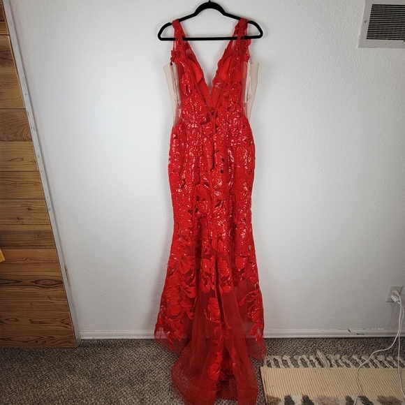Jovani Red Lace Evening Gown - Picture 8 of 16